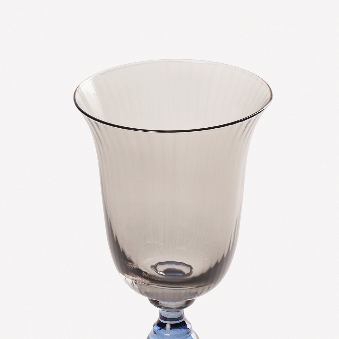 Set of 2 Blue & Grey Cobaltine Ribbed Texture Wine Glasses