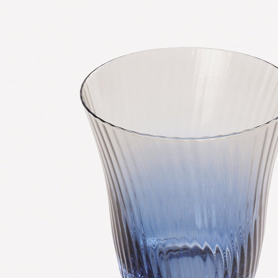 Set of 2 Blue & Grey Cobaltine Ribbed Texture Drinking Glasses