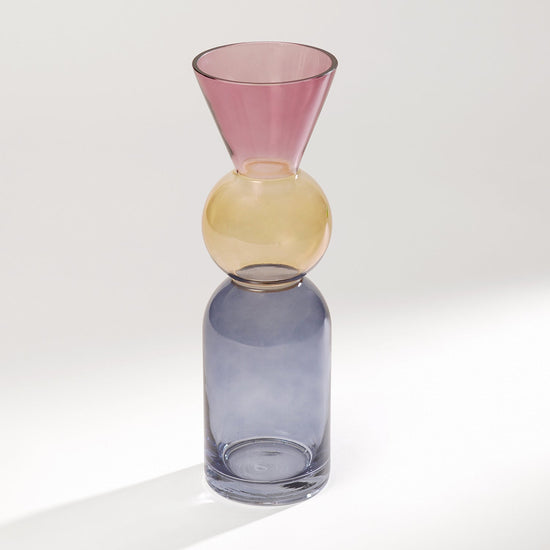 Multicoloured Luminara Three Tone Geometric Glass Vase - Small