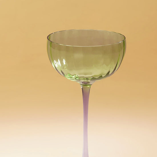 Set of 2 Green & Purple Grapevine Ombre Champagne Coupes