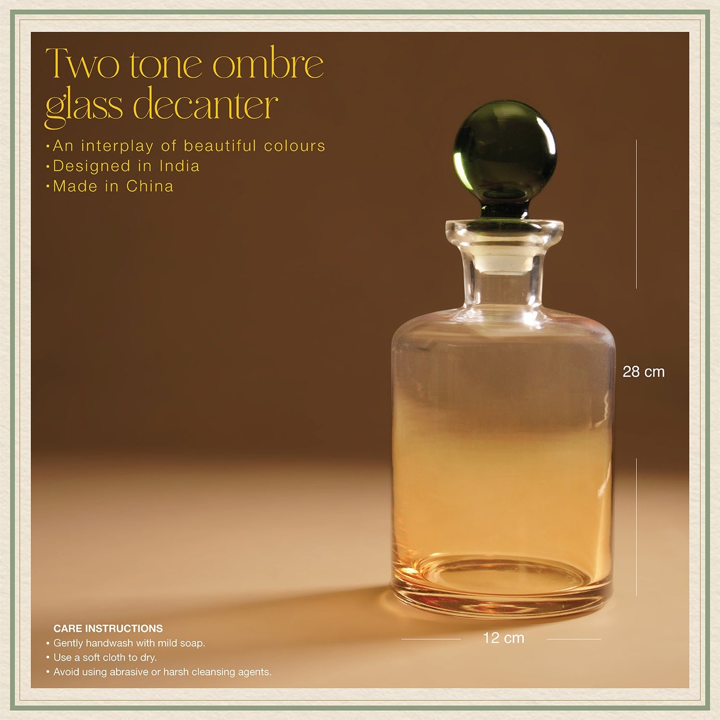 Green & Yellow Ombre Glass Decanter