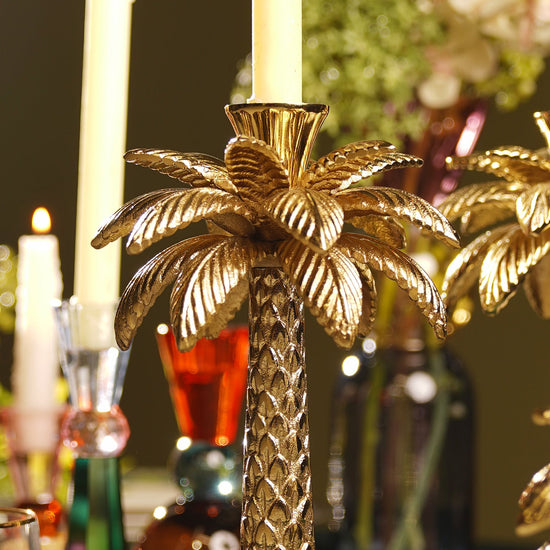 Gold Palm Candle Holder - Large