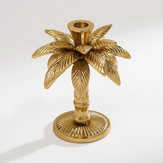 Gold Palm Candle Holder - Small